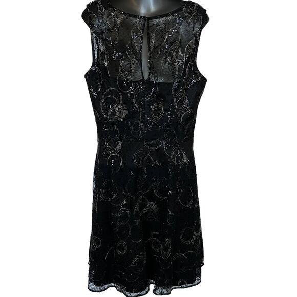 Vintage Kay Unger Sleeveless Dress Black Gold Lace Women's Plus Size 14 - Picture 2 of 10